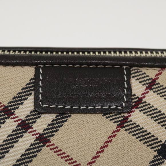 BURBERRY Nova Check Blue Label Pouch Canvas Beige Brown Red Auth 39015 - Picture 8 of 16
